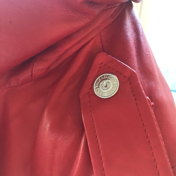 Red True Religion Lamb Leather Jacket size XS - Picture 9 of 16